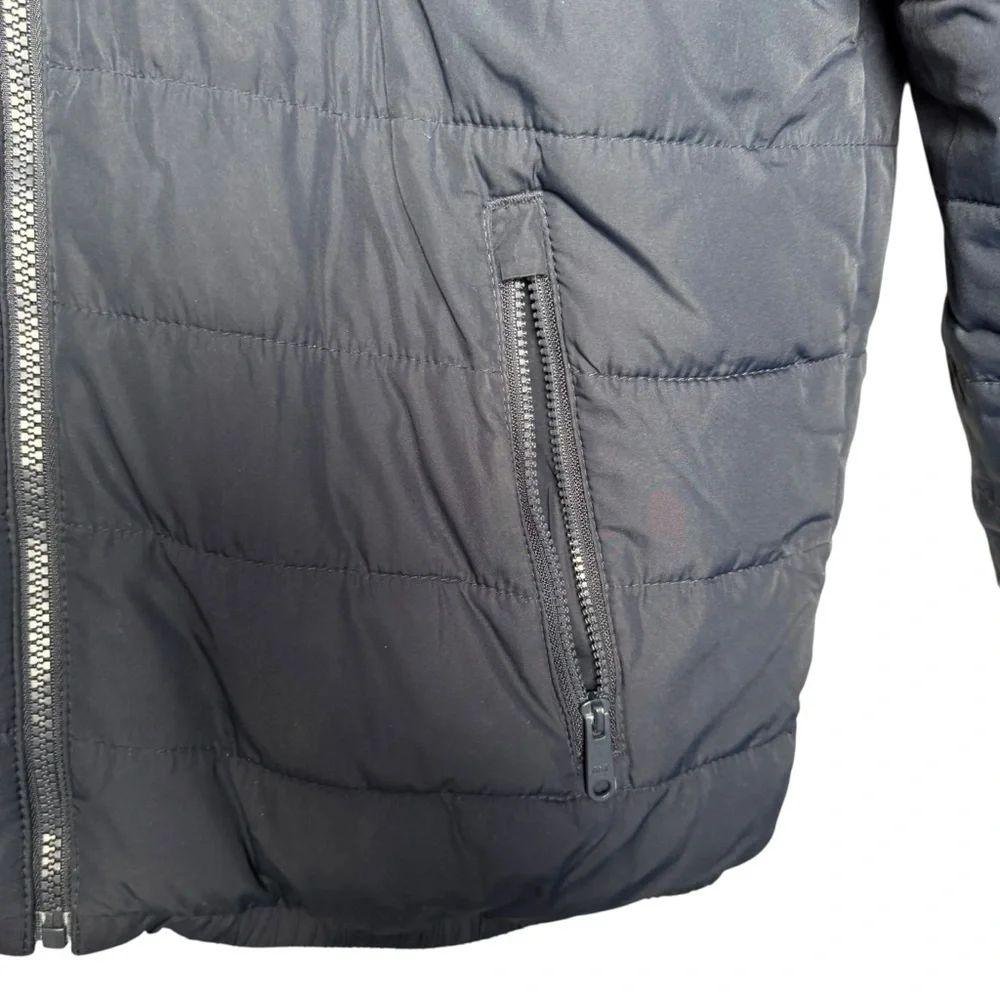 Abercrombie Kids Fleece Lined Puffer Coat Jacket Boys 15/16 Navy Water Resistant
